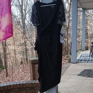 Betsy‎ Adam Formal, Midi dress W Delicate Beading On Sleeves, Sz.12